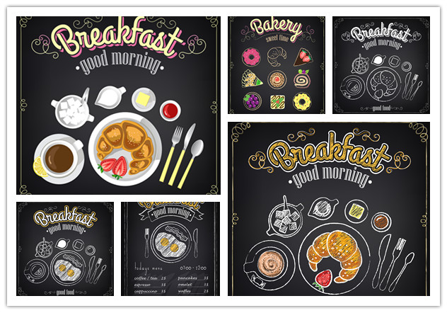 矢量设计素材 欧美风格黑板粉笔字早餐海报菜单模板 EPS格式文件