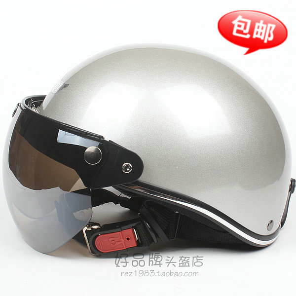台湾EVO银色哈雷电动摩托车头盔安全帽男女防晒紫外线四夏季