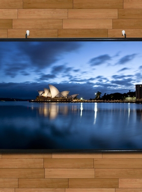 澳洲悉尼歌剧院城市夜景唯美海报挂画有框画世界风景玄关装饰画