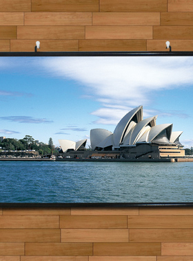 世界名胜悉尼歌剧院碧海蓝天客厅装饰画唯美风景海报挂画有框画