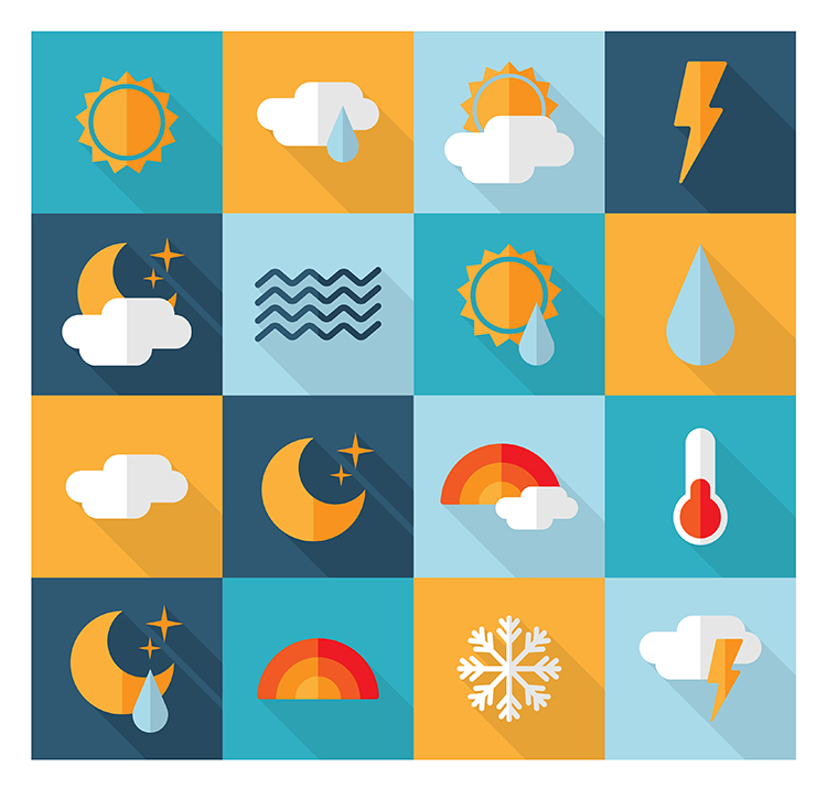 扁平化天气图标可爱卡通气象相关元素icon AI格式矢量设计素材