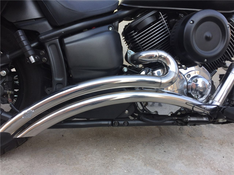 雅马哈复古竞速之星1100 摩托车改装排气管直排带消声器马蹄声
