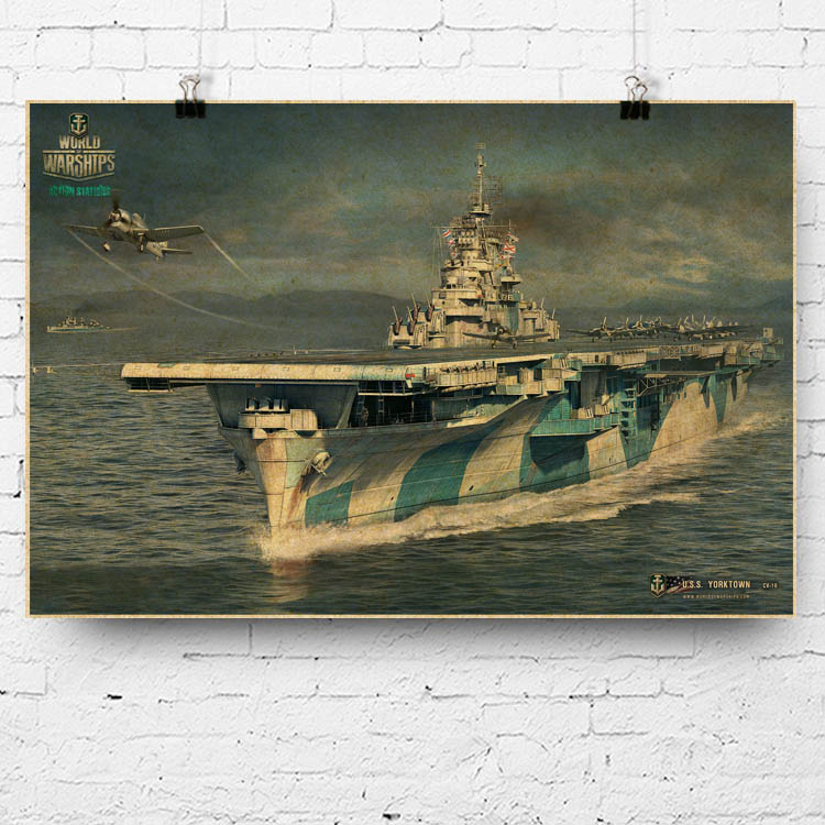 游戏海报 WOWS战舰世界 约克城号航母 USS YORKTOWN二战军舰挂图