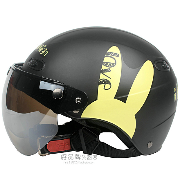 台湾EVO兔子亚黑电动哈雷摩托车头盔安全帽男女防晒紫外线四夏季