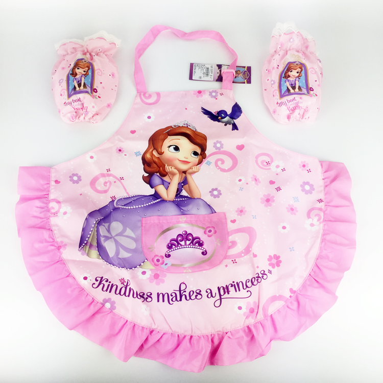 迪士尼围裙苏菲亚小公主儿童罩衣宝宝罩衣反穿衣女童画画衣礼品物