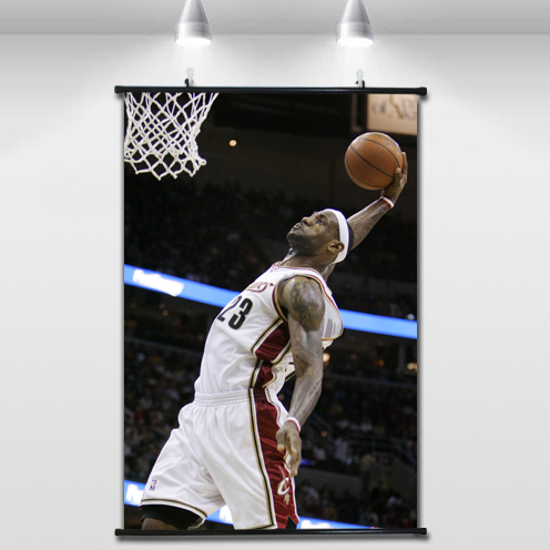 NBA骑士队詹姆斯单手暴扣篮球实拍布挂画卧室装饰画皇帝霸气壁画