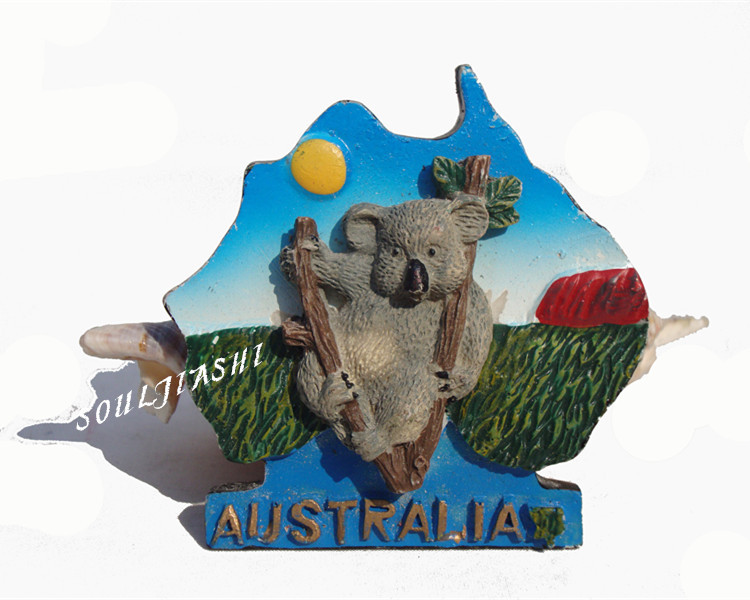 澳大利亚纪念品 地形图 考拉树脂磁性冰箱贴留言贴 收藏礼品