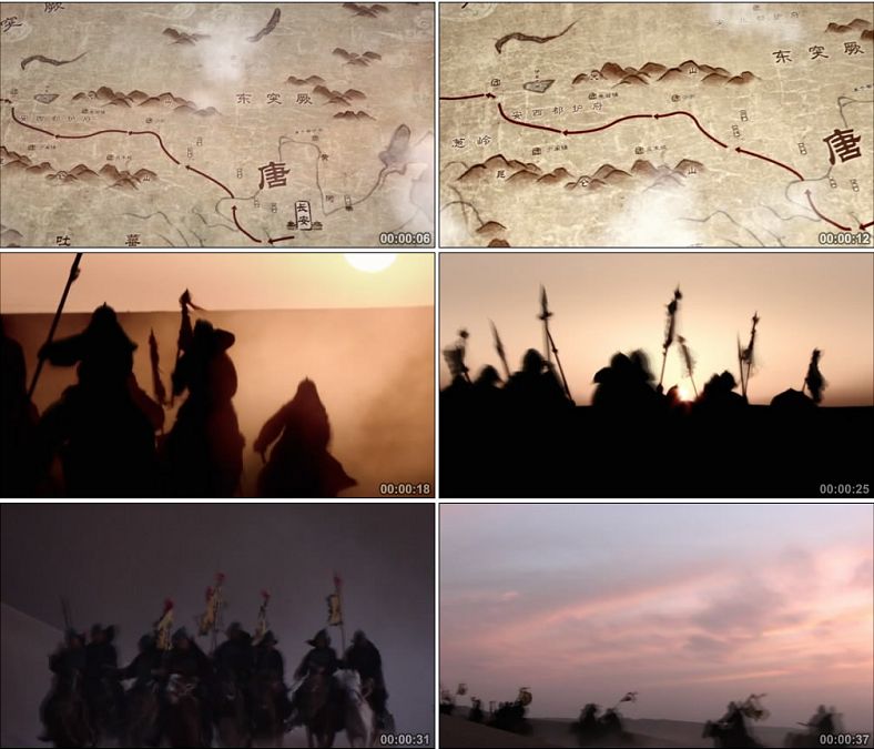 唐朝版图 古代军队骑兵 中国高清实拍视频素材