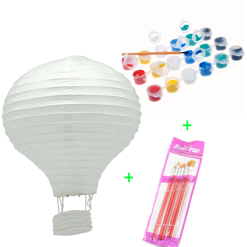 阿绿拉 热气球纸灯笼 幼儿园儿童绘画手绘diy材料 纯色热气球挂饰