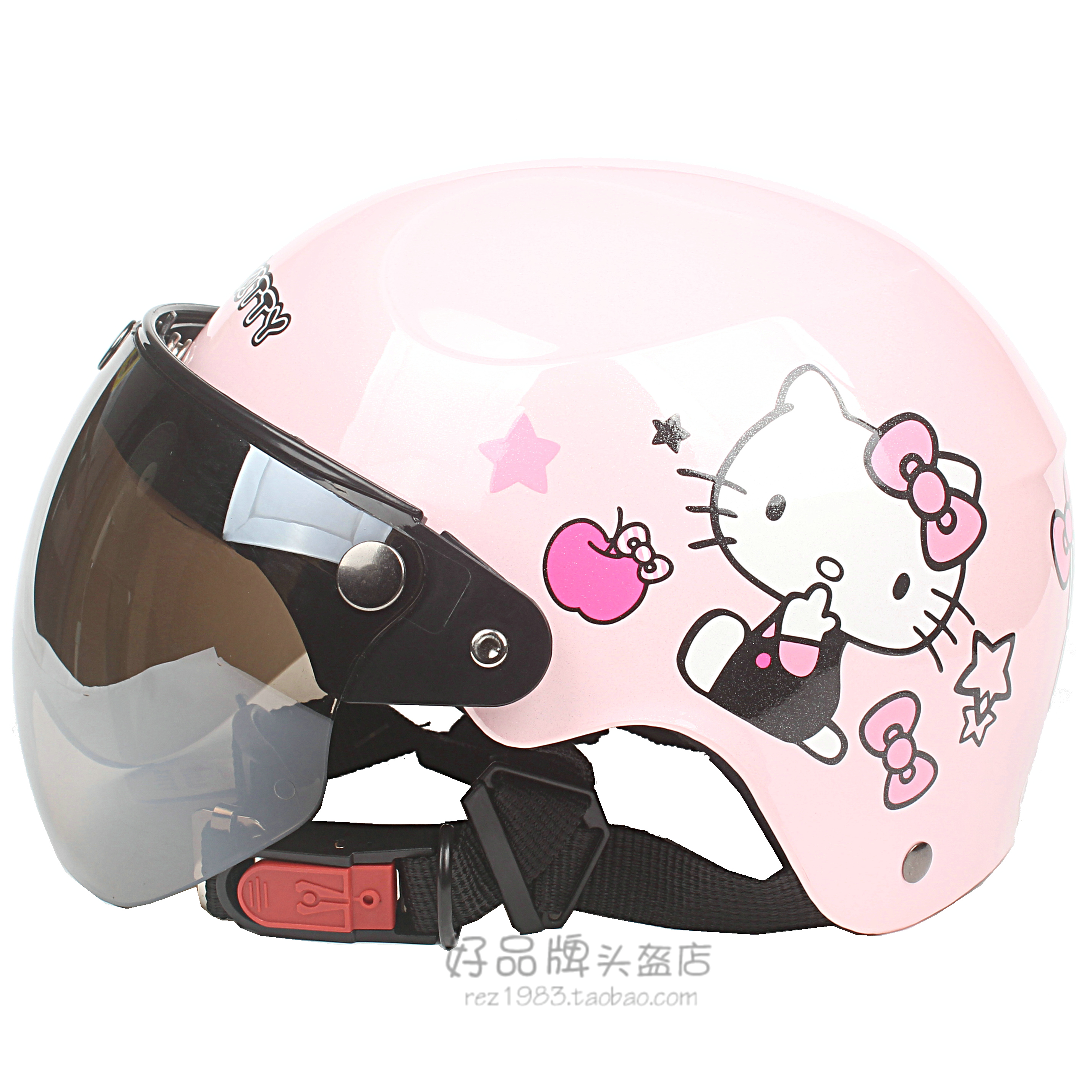 台湾EVO宝贝粉色哈雷电动摩托车儿童头盔男女小孩防晒紫外线夏季