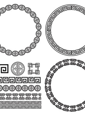 12免扣PNG中国古典连续纹样图案基础圆环名族ai矢量平面设计素材
