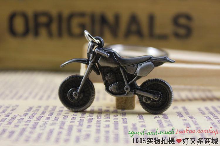 越野小摩托车模型挂件钥匙扣 可爱个性男男士钥匙圈创意复古金属