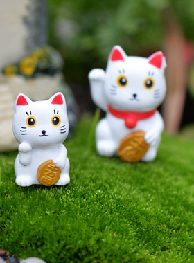 微景观塑料猫咪卡通动物装饰摆件创意招财猫可爱盆栽造景小猫公仔