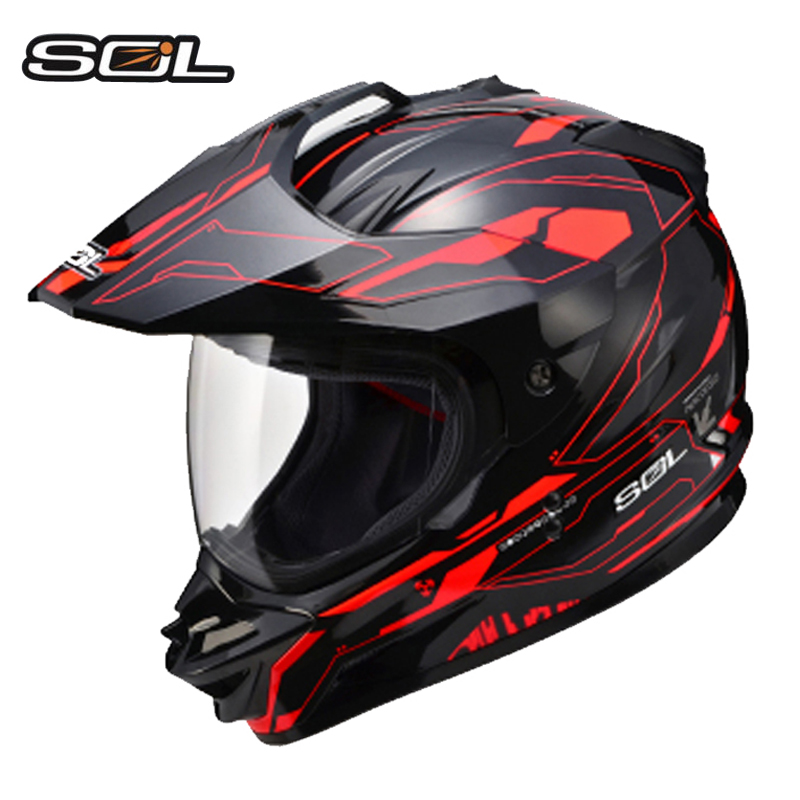 新款SOL摩托车头盔男女越野盔 DOT机车公路赛车全盔3c认证拉力盔
