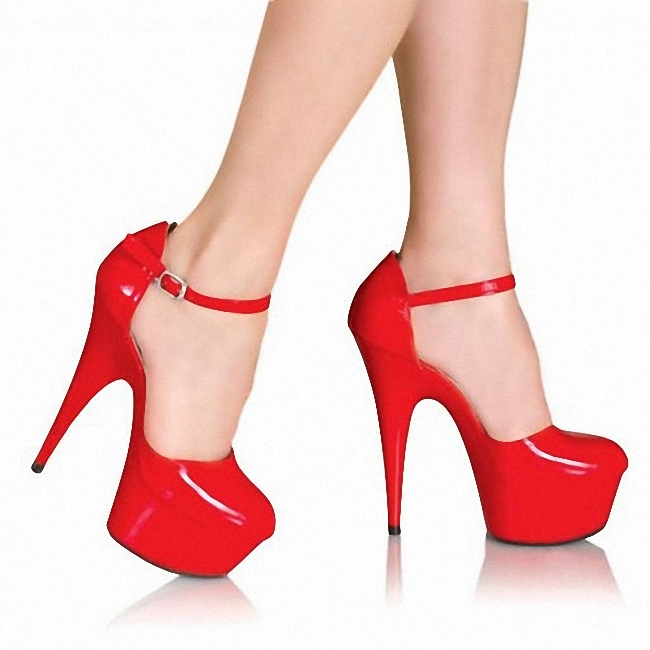高跟情趣变装SM女鞋包头红色漆皮单鞋钢管舞演出粘管15cm超高细跟