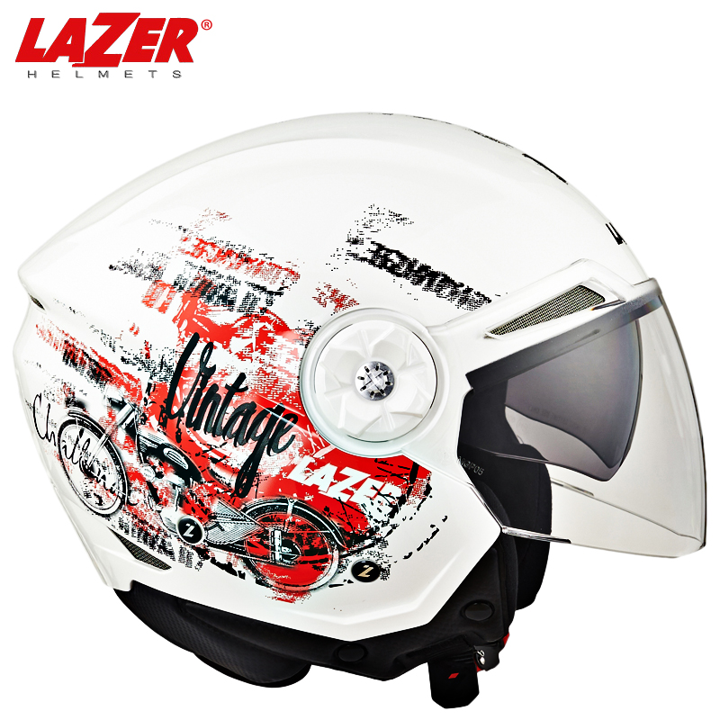 断码断色清仓比利时LAZER带太阳镜双镜片摩托车头盔亚版舒适半盔