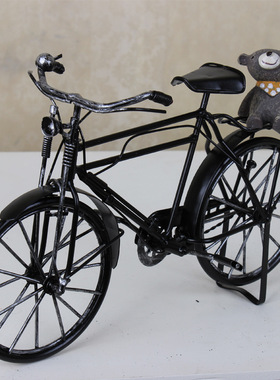 复古老式自行车摆件怀旧古董老物件上海民国模型摩托车小绵羊罗马
