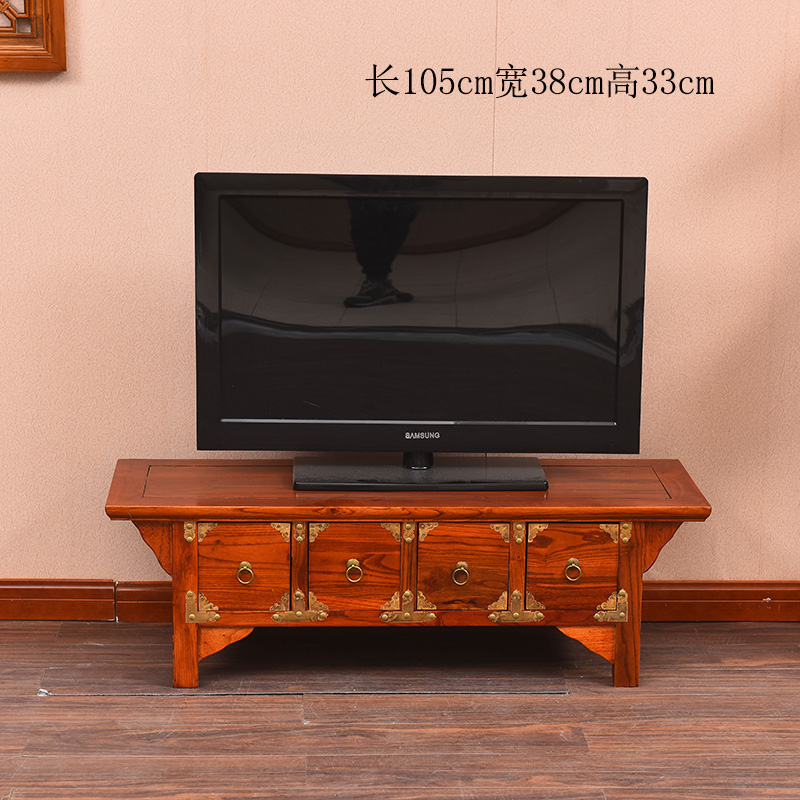 正品中式实木电视柜客厅简单电视机柜仿古雕花简约古典榆木卧室落