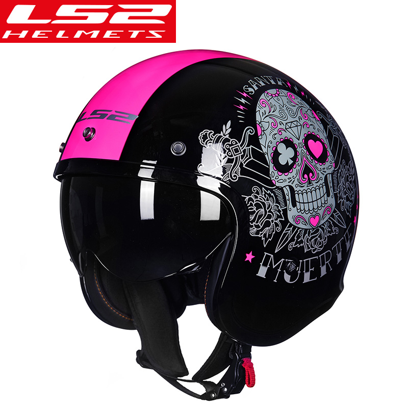 正品LS2头盔男摩托车个性酷半覆式四季女士复古半盔机车电动车安