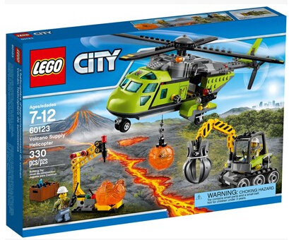 2016新款乐高LEGO 60123 城市系列 火山勘探供给直升机 现货