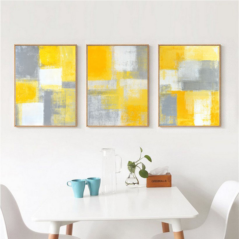北欧现代简约抽象黄色色块客厅卧室装饰画画心高清微喷打印画芯