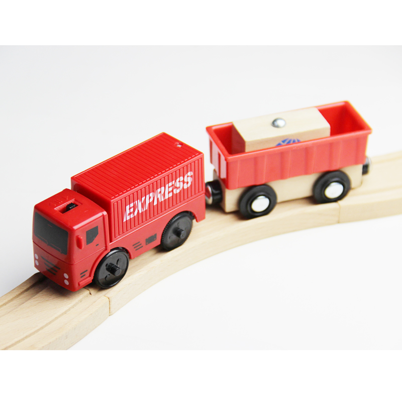 电动卡车 货车 快递车兼容木制小火车木质轨道儿童玩具男孩3岁4岁