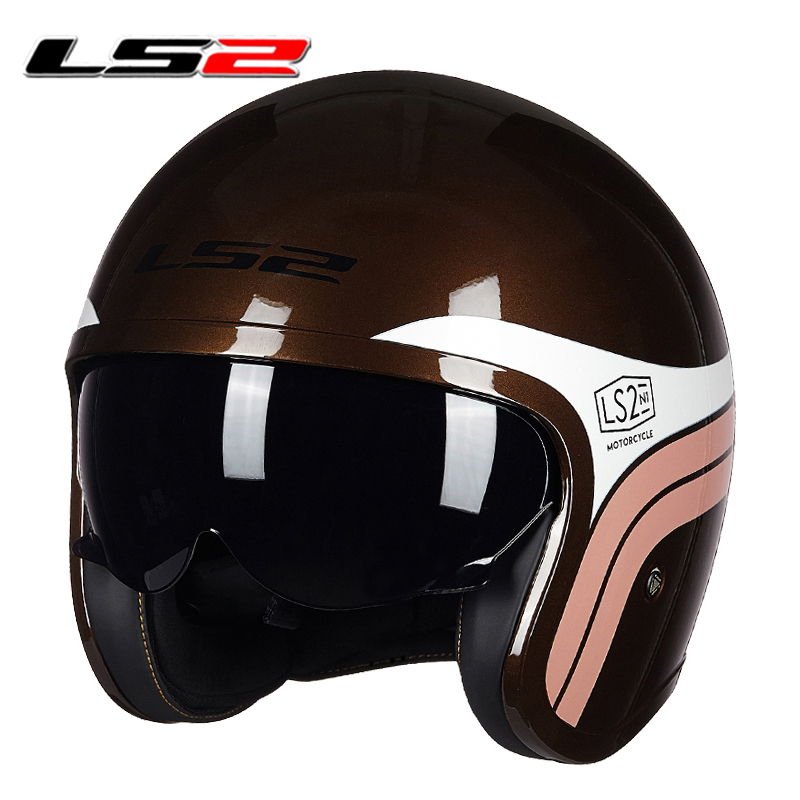 高档LS2头盔男摩托车个性酷半覆式四季女士复古半盔机车电动车安