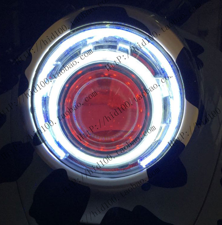 摩托车电动车改装配件欧版小龟王海迪3寸双光透镜大灯总成天使眼