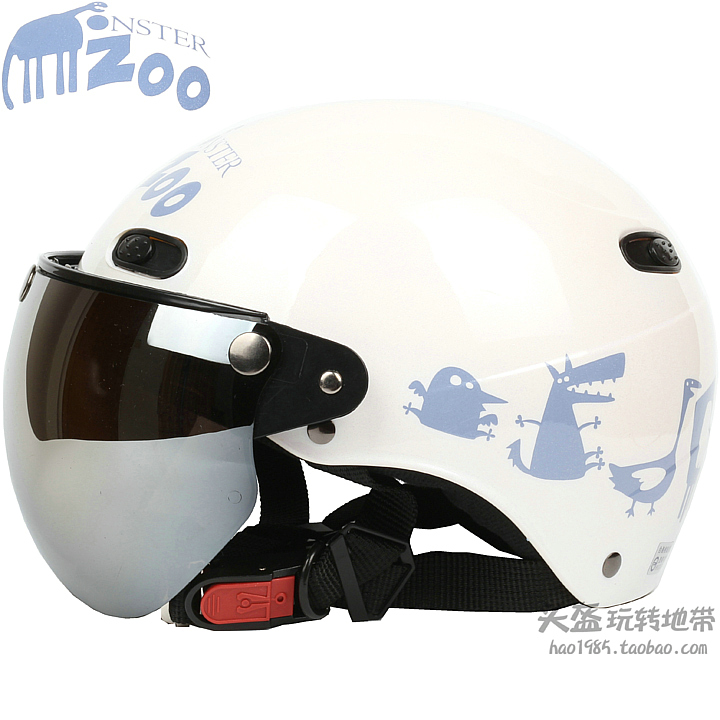 台湾EVO动物园白色哈雷电动摩托车头盔男女安全帽防紫外线四夏季