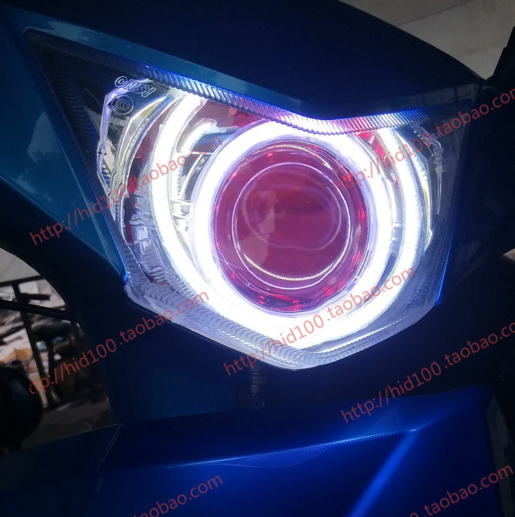林海FS115新巧格摩托车氙气透镜改装大灯总成照明配件双光天使眼