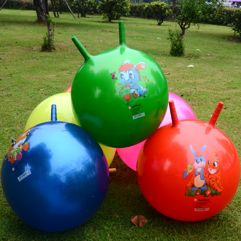 卡通彩色跳跃玩具球  羊角球 弹跳球 健身球  幼儿园球类玩具45cm