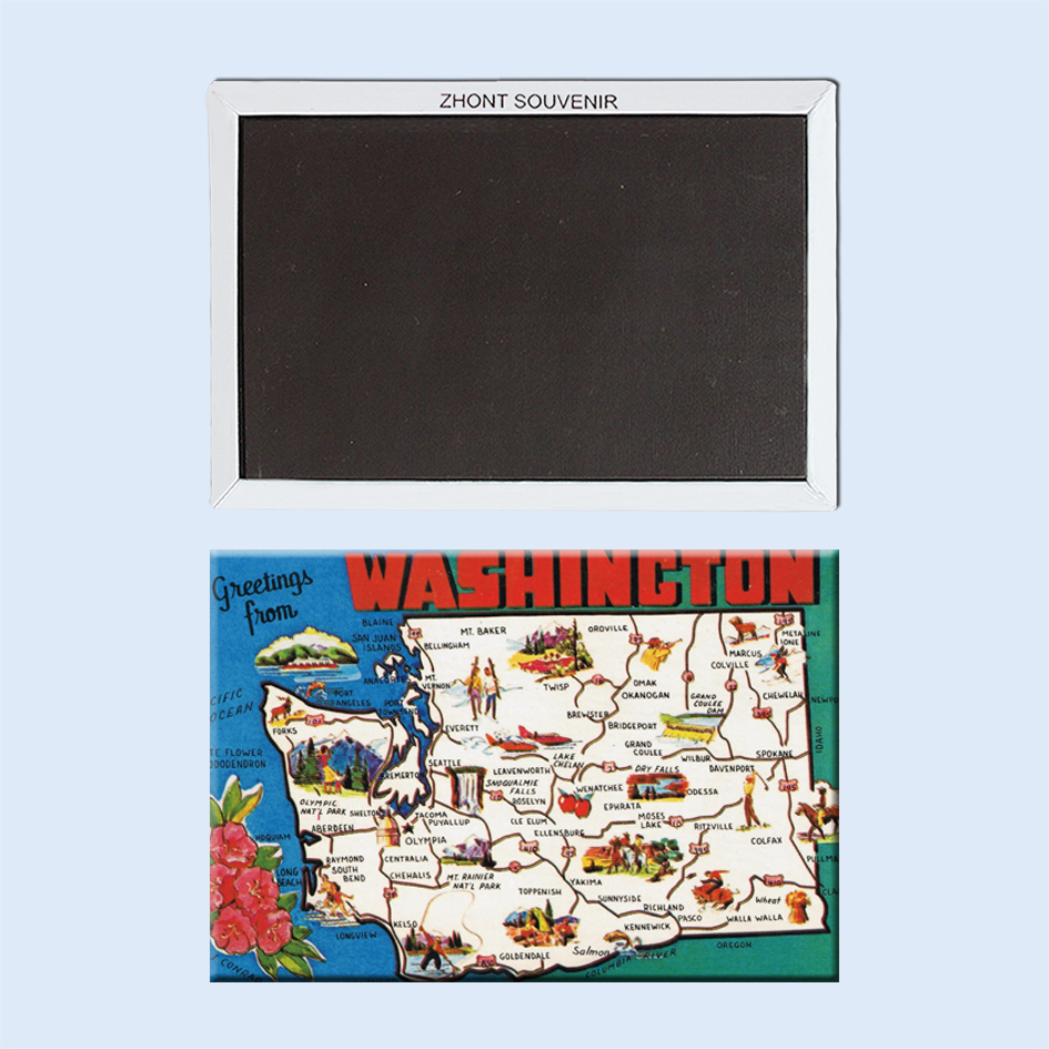 美国华盛顿地理分布图 创意磁性冰箱贴 旅行纪念品 家居22191