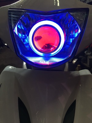 鬼火RSZ1/2/3代战速摩托车大灯总成透镜氙气灯天使恶魔眼鱼眼改装