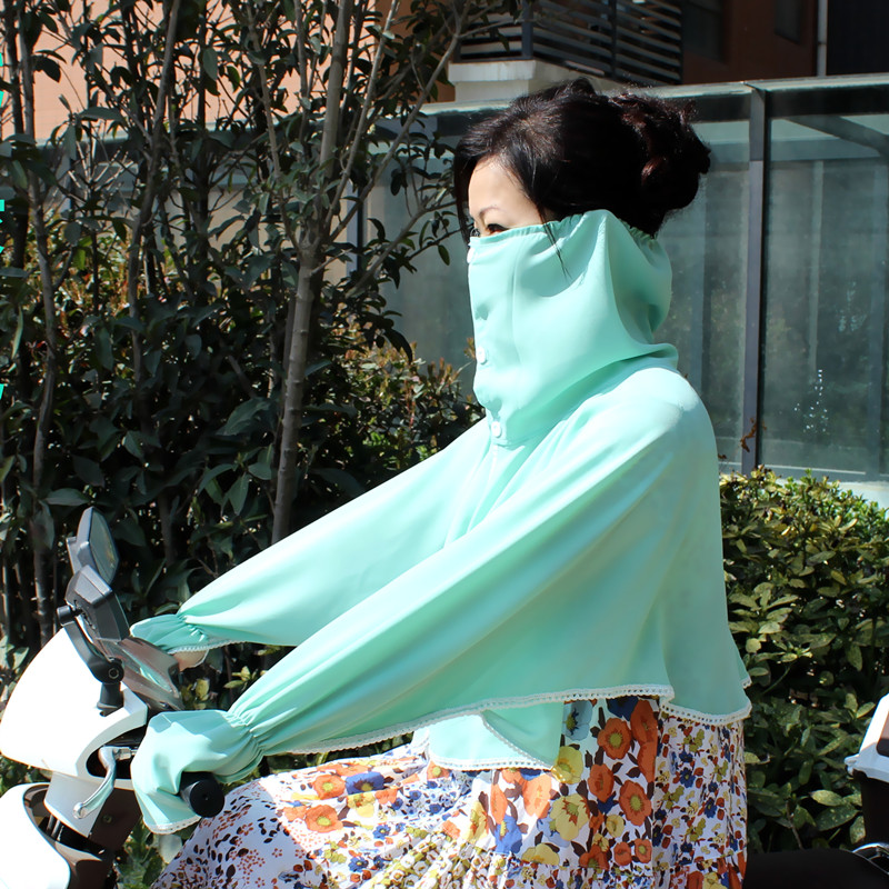 骑单车电动摩托车防晒衣服衫遮阳披肩短款外套女骑电瓶自行车夏季