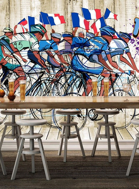 动感自动车壁纸健身房动感单车区域墙纸山地车专卖店创意壁画