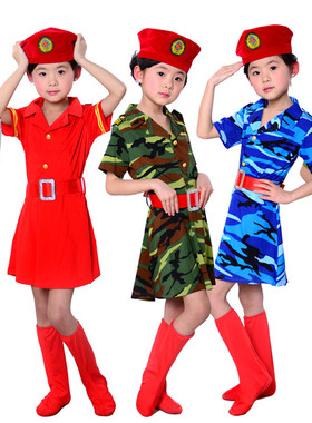 六一儿童演出服装女童迷彩裙幼儿海陆军舞蹈服少儿文艺表演服新款