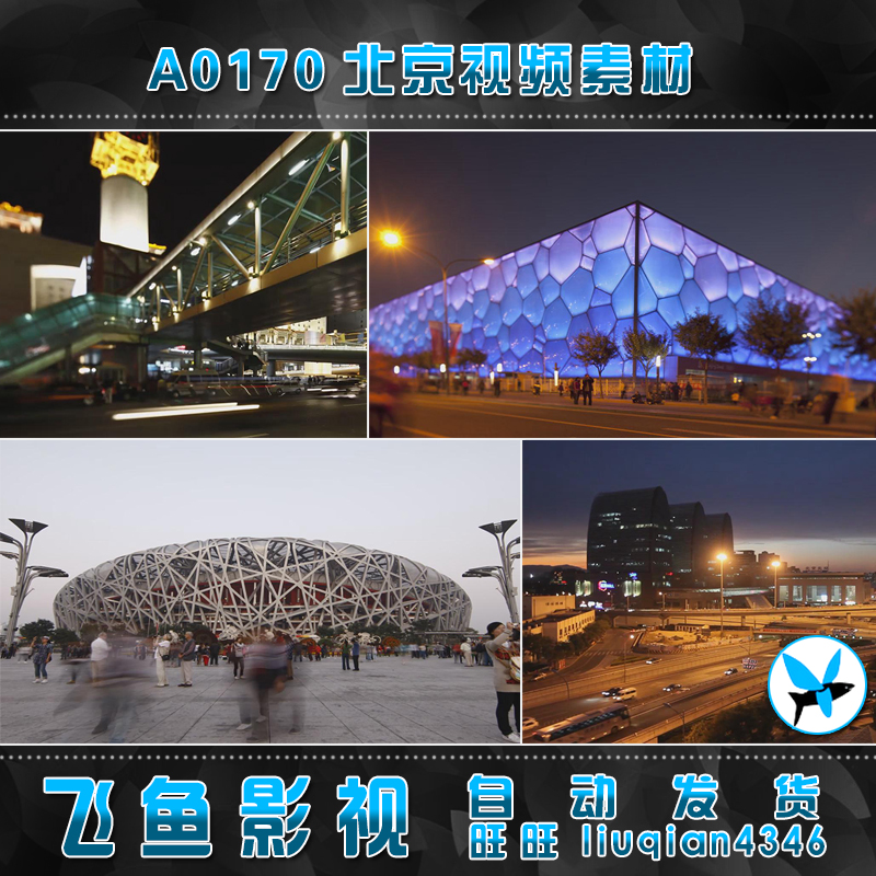 A0170北京城市街道 北京建筑鸟巢 夜景人群车流 实拍视频素材