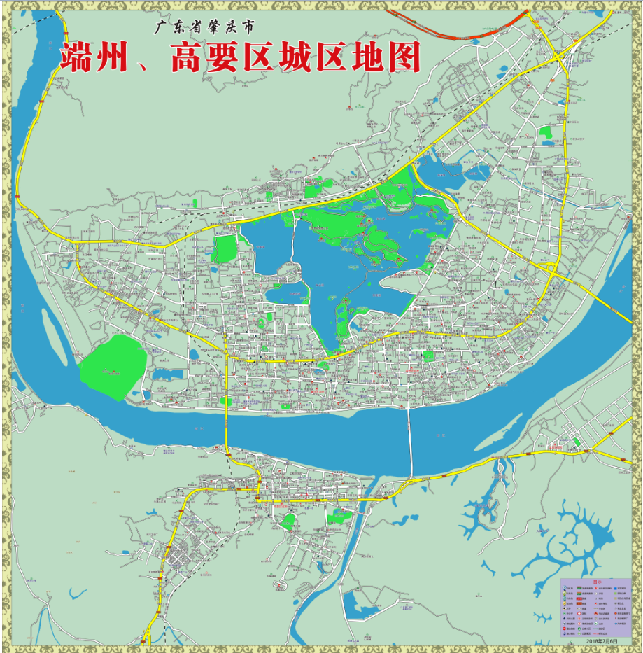 2018年肇庆高要端州城区交通旅游街道小区房产楼盘学校政府地图