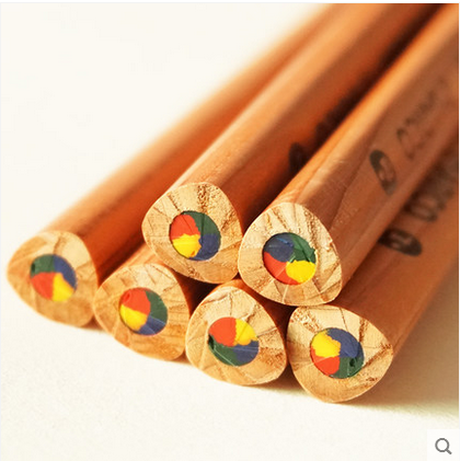 6403四色彩芯铅笔粗三角杆彩虹彩铅儿童绘图铅笔涂鸦笔文具