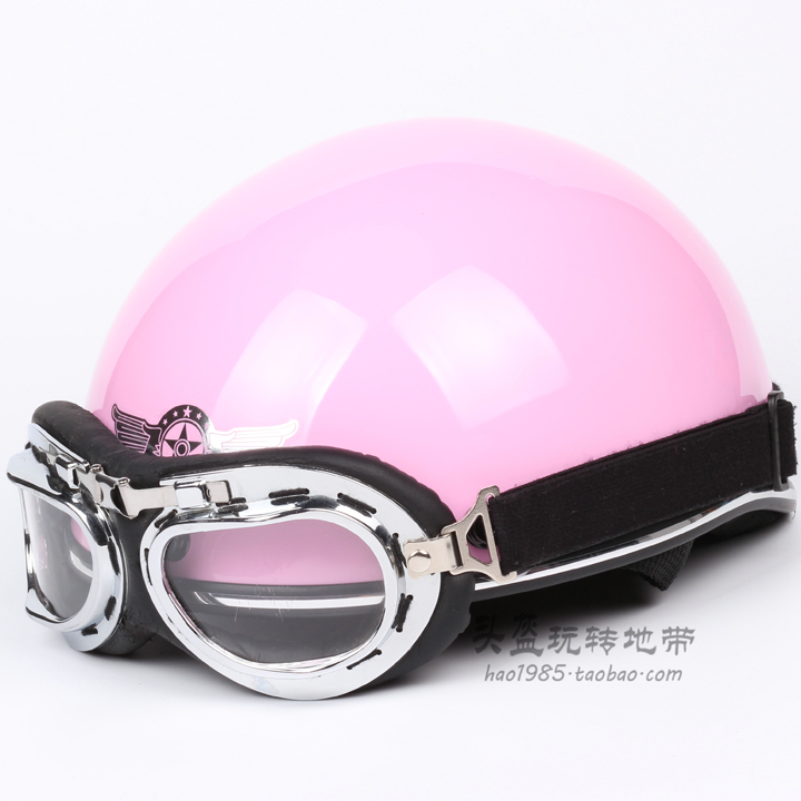 台湾EVO纯粉色哈雷电动摩托车头盔男女用防晒紫外线四夏季安全帽