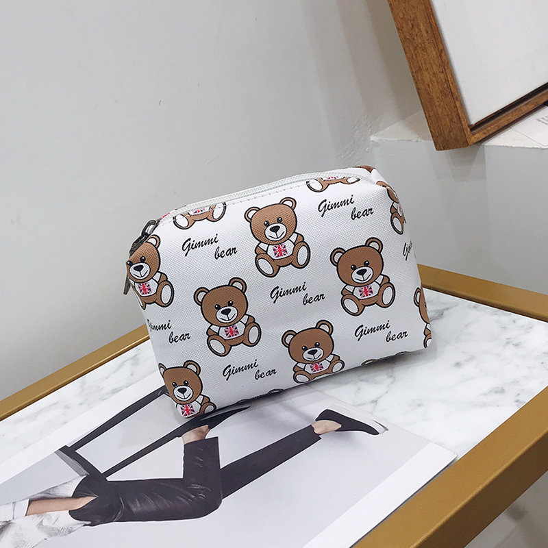 包包女2018新款卡通小熊手机包时尚印花化妆包迷你小包休闲手拿包