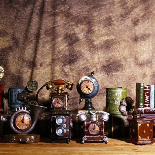 欧式复古创意电话个性座钟表客厅电视机柜酒吧咖啡馆装饰时钟摆件