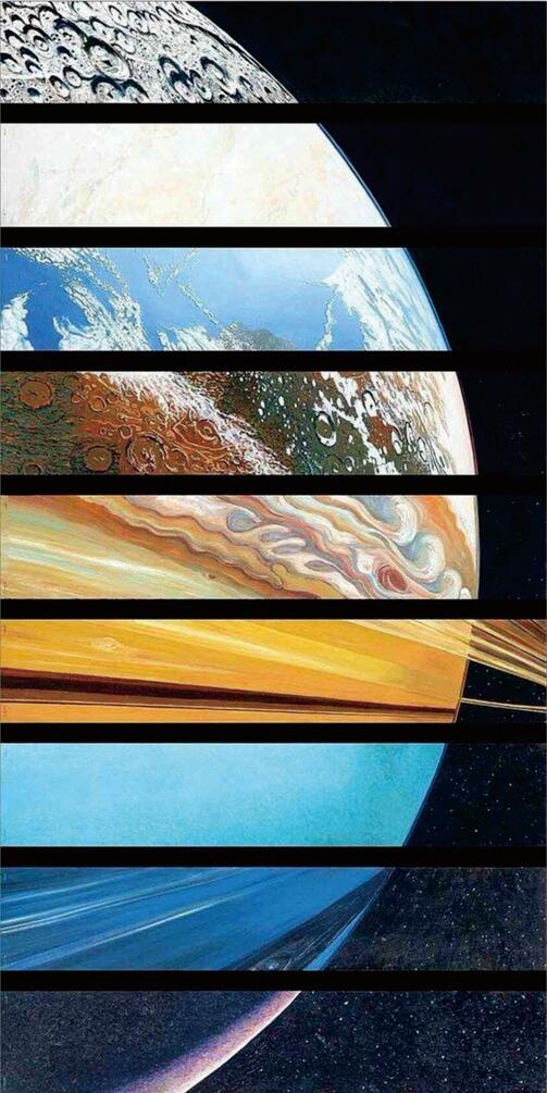 现代简约宇宙太空太阳系九大行星客厅房间玄关挂画壁画无框装饰画
