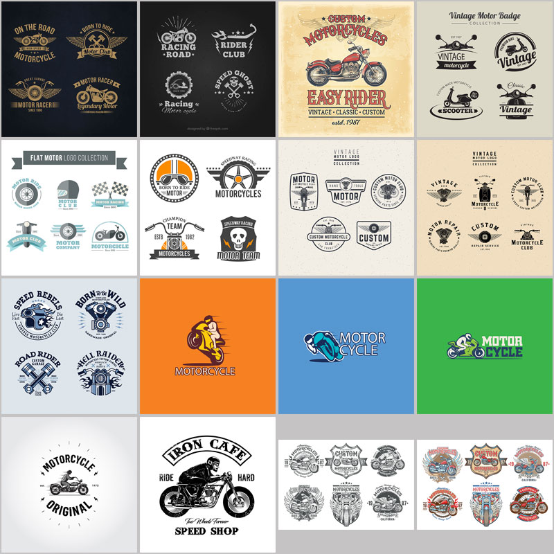 摩托车俱乐部LOGO商标设计vi素材矢量motorcycle淘宝店标微商标志