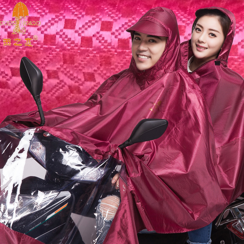 雨之恋电车雨衣电动摩托车双人超大男女款母子提花牛津布防水雨披