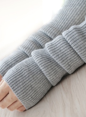 羊绒手臂套袖套假袖子女秋冬针织羊毛线长款半指手套胳膊保暖加厚