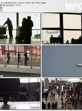 北京首都国际机场飞机出行旅客视频 春节春运 高清实拍视频素材