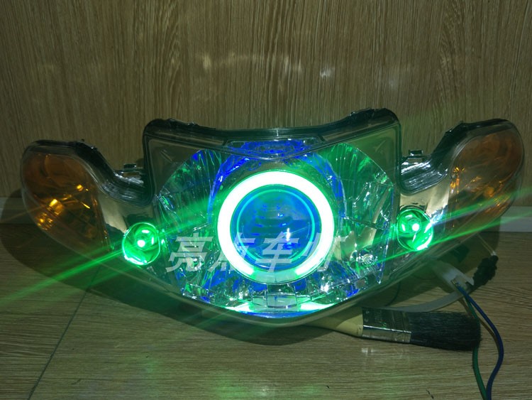雅马哈LYM110-2禧发改装双光透镜天使眼恶魔眼C8摩托车氙气灯
