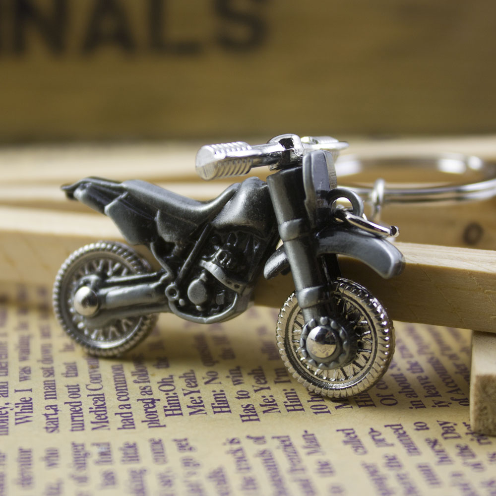 迷你金属越野摩托模型小挂件 创意男装摩托车机车钥匙扣挂饰礼物