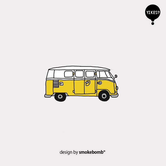 smokebomblab 创意儿童纹身贴 手绘巴士车 大众T1 复古汽车
